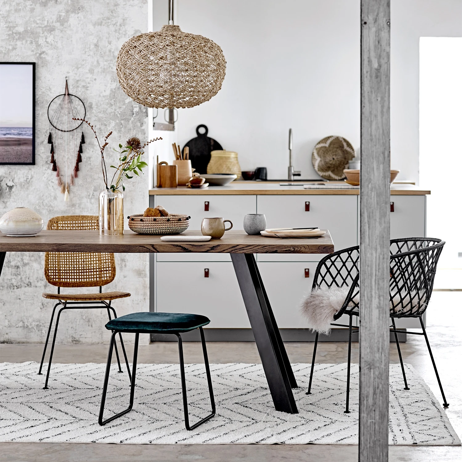 Bloomingville Gedessineerde Katoenen Mat 6 Bloomingville Gedessineerde Katoenen Mat - Afbeelding 4